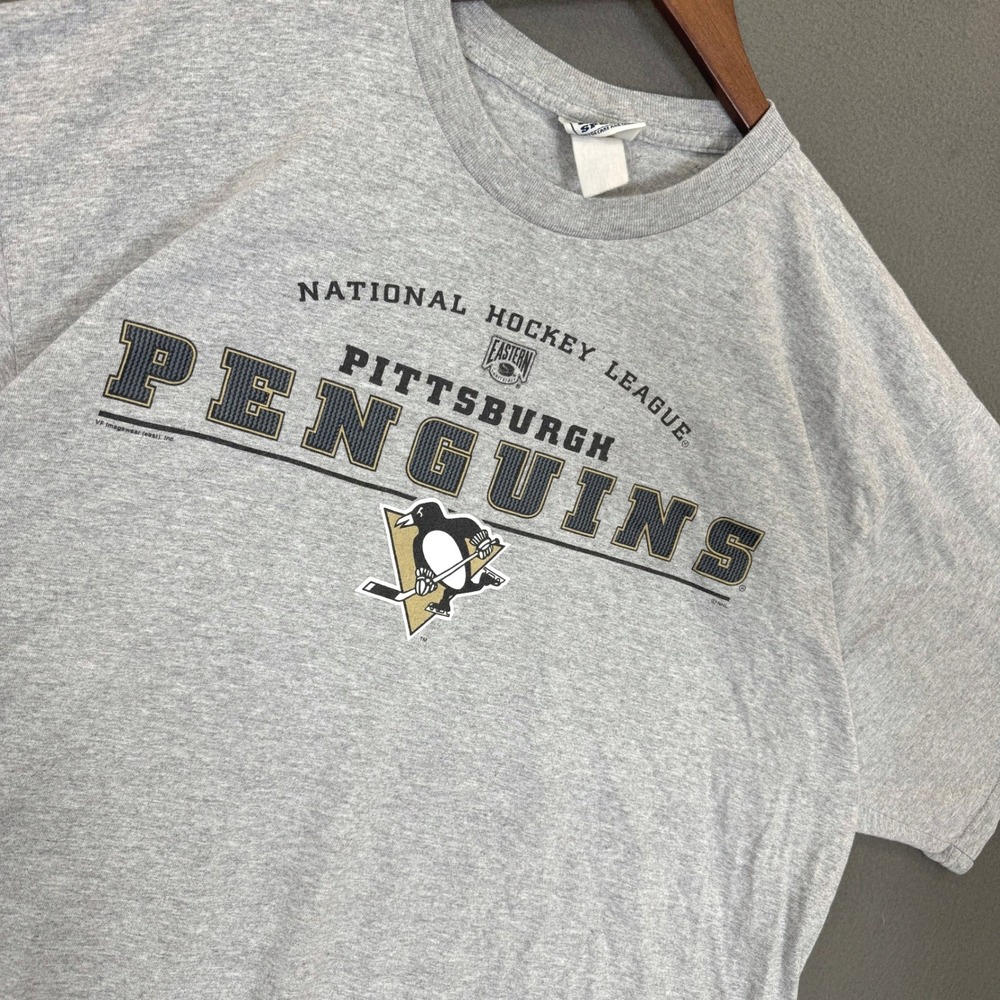 Pittsburgh Penguins Shirt Men 2XL Gray Lee Sport NHL Hockey Short Sleeve Tee